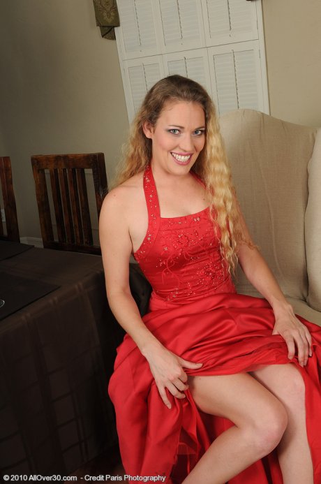 All Over 30 Elegant and blonde Daisy L strips off a sexy red dress at AllOver30 porn pics