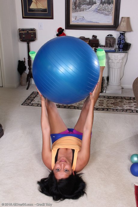 All Over 30 Exotic cutie CiCi Jones works out on her yoga ball then gets naked for fun at AllOver30 porn pics